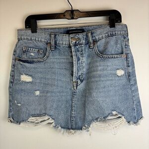 Aeropostale Distressed High Waisted Mini Denim Skirt
